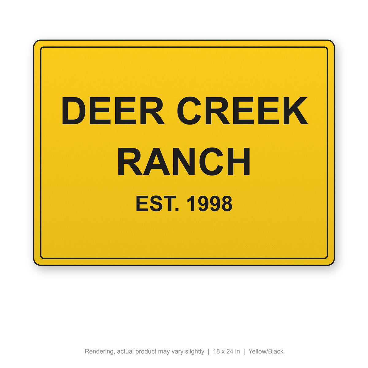 Routed Outdoor Sign, 18 x 24 in, Yellow/Black (rendering)