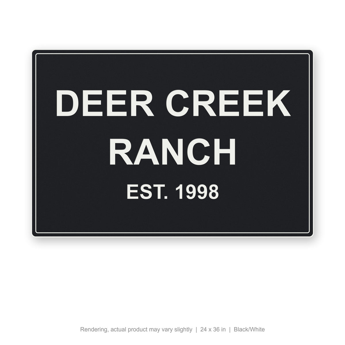 Routed Outdoor Sign, 24 x 36 in, Black/White (rendering)