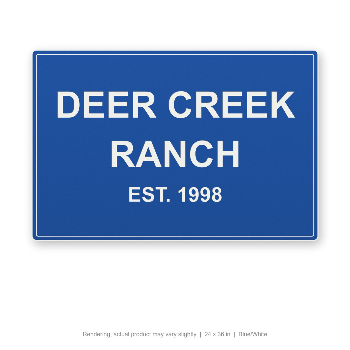 Routed Outdoor Sign, 24 x 36 in, Blue/White (rendering)
