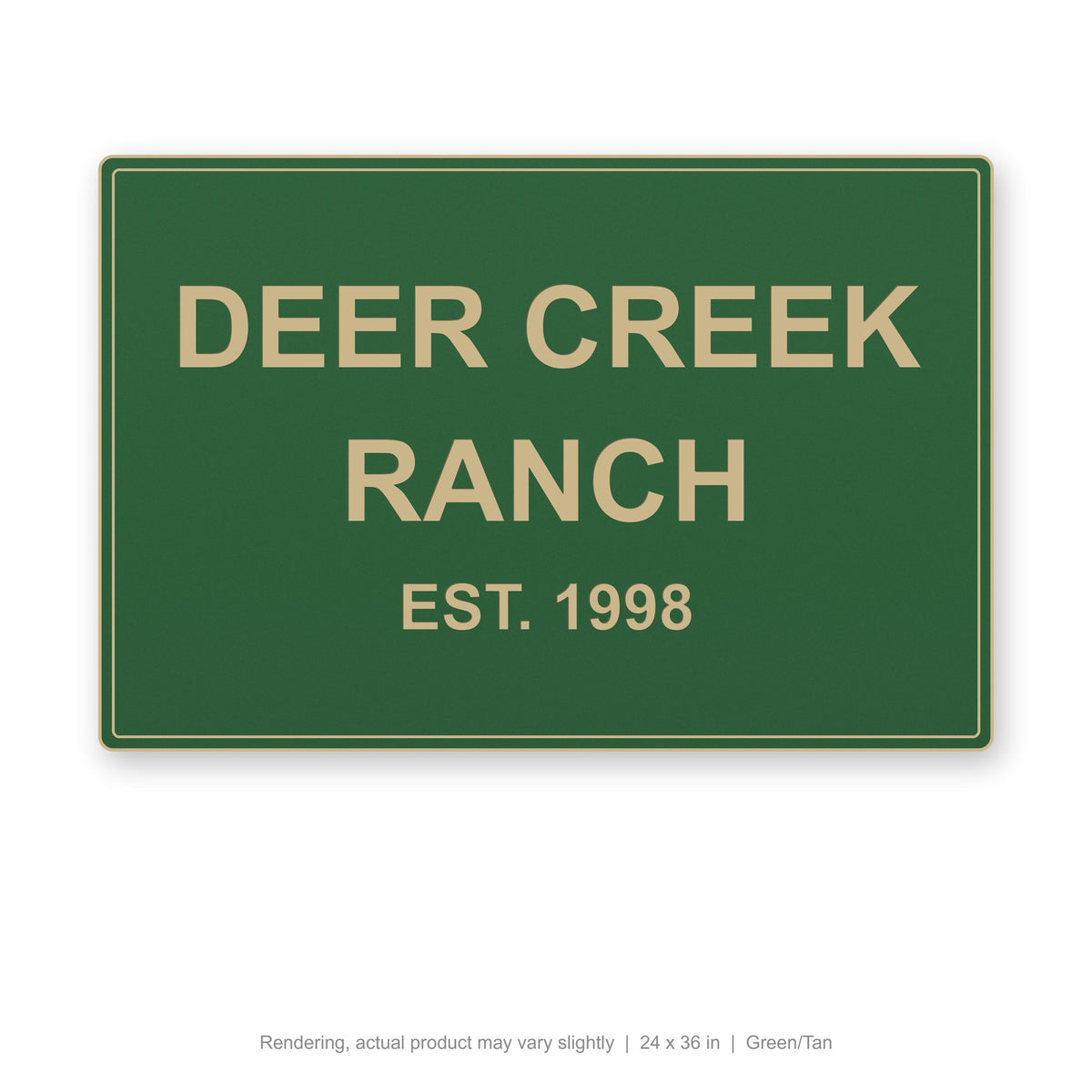 Routed Outdoor Sign, 24 x 36 in, Green/Tan (rendering)