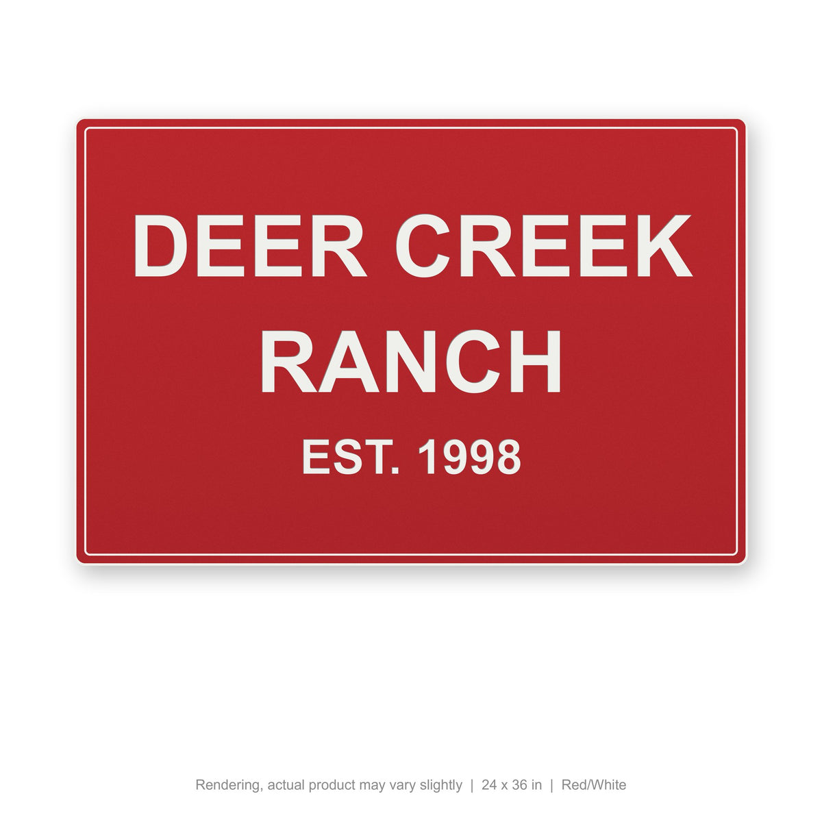 Routed Outdoor Sign, 24 x 36 in, Red/White (rendering)