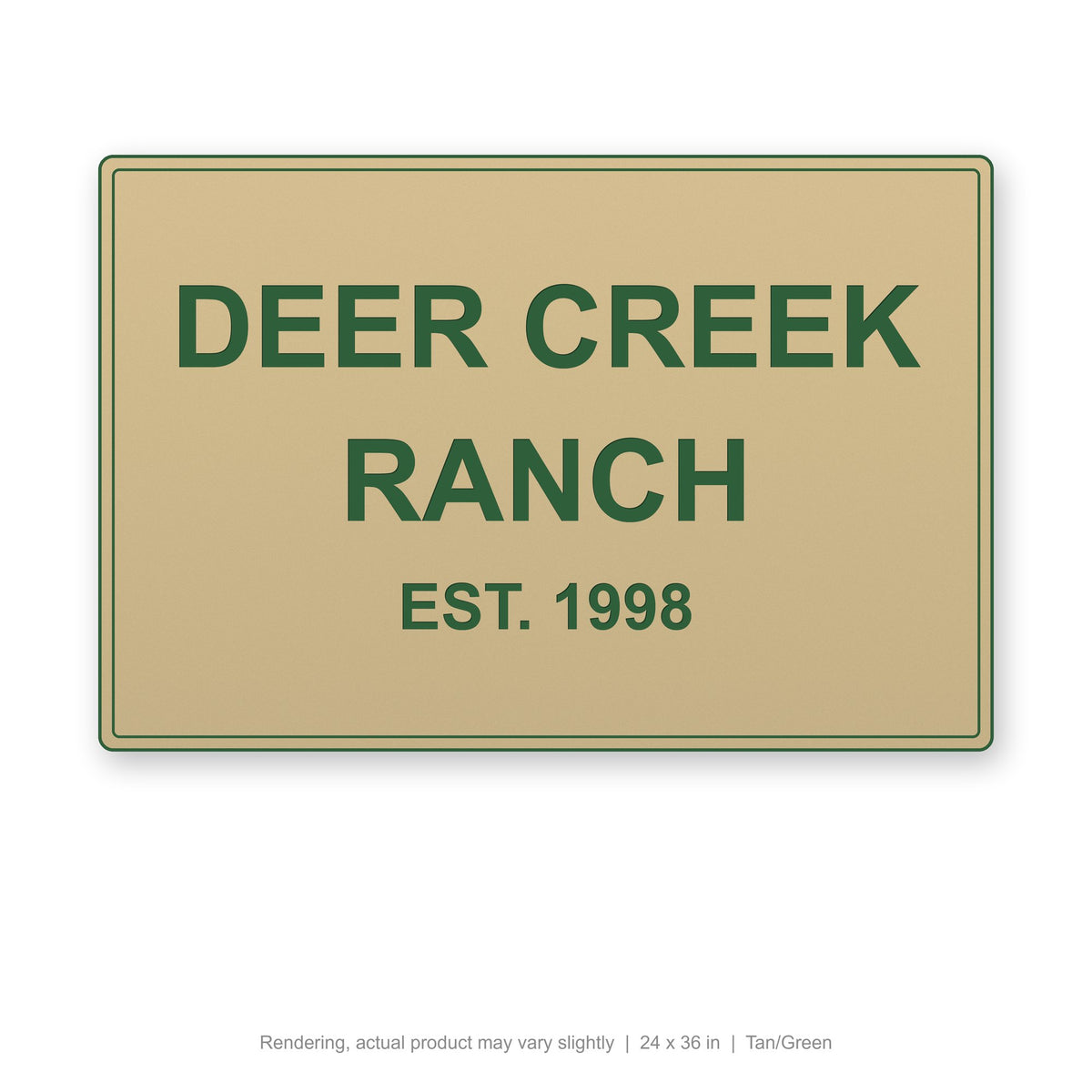 Routed Outdoor Sign, 24 x 36 in, Tan/Green (rendering)