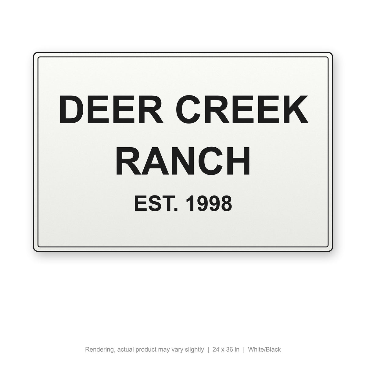 Routed Outdoor Sign, 24 x 36 in, White/Black (rendering)