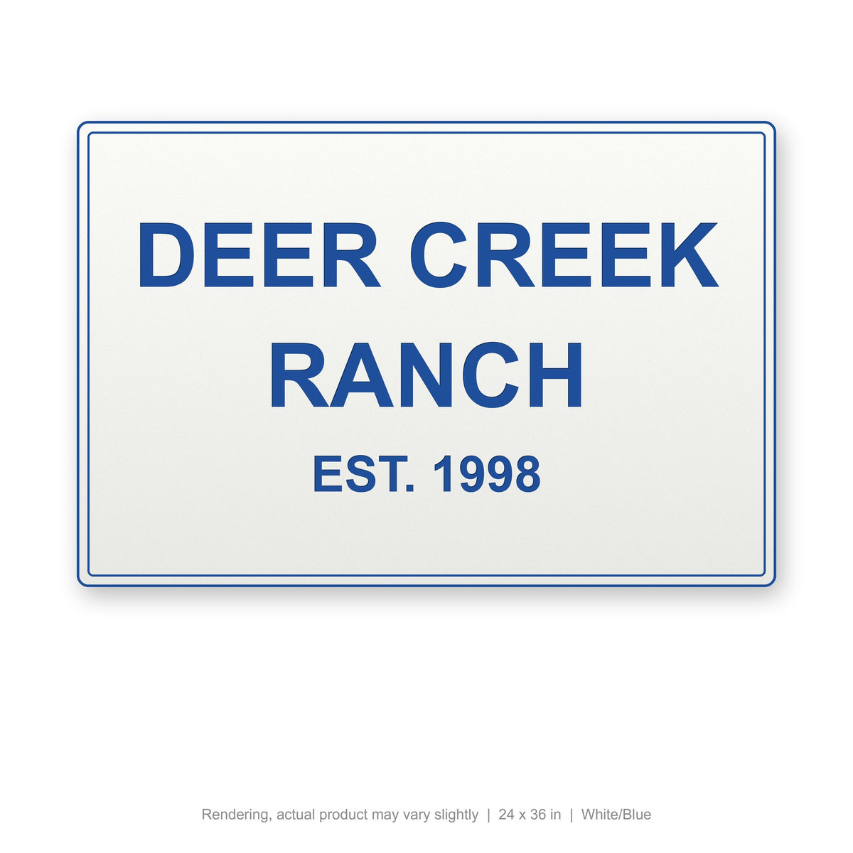 Routed Outdoor Sign, 24 x 36 in, White/Blue (rendering)