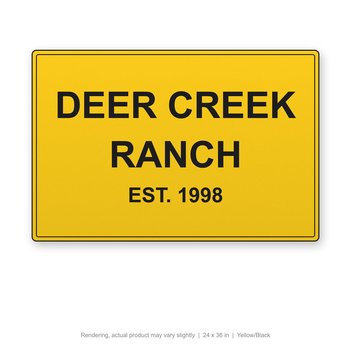 Routed Outdoor Sign, 24 x 36 in, Yellow/Black (rendering)