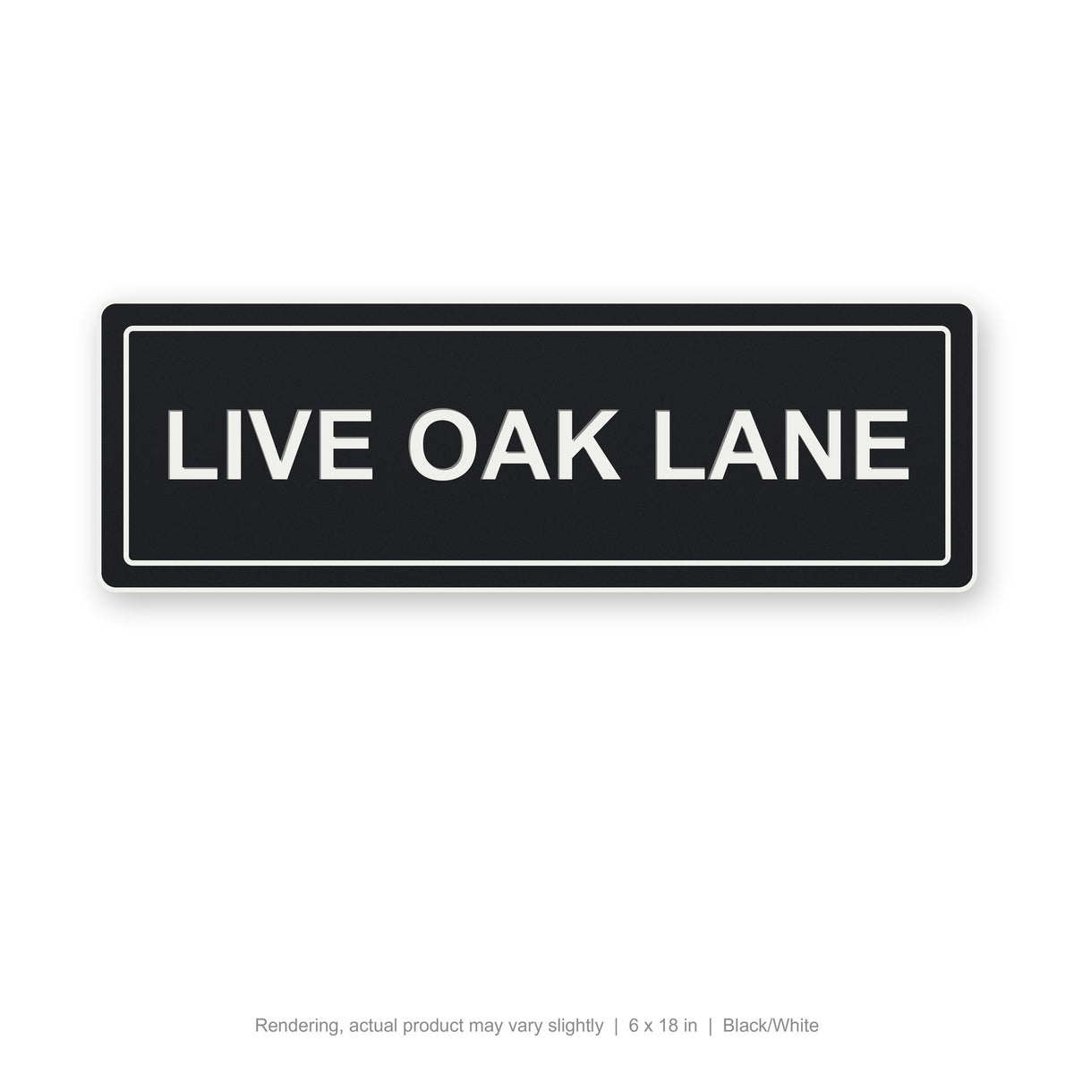 Routed Slim Sign, 6 x 18 in, Black/White (rendering)