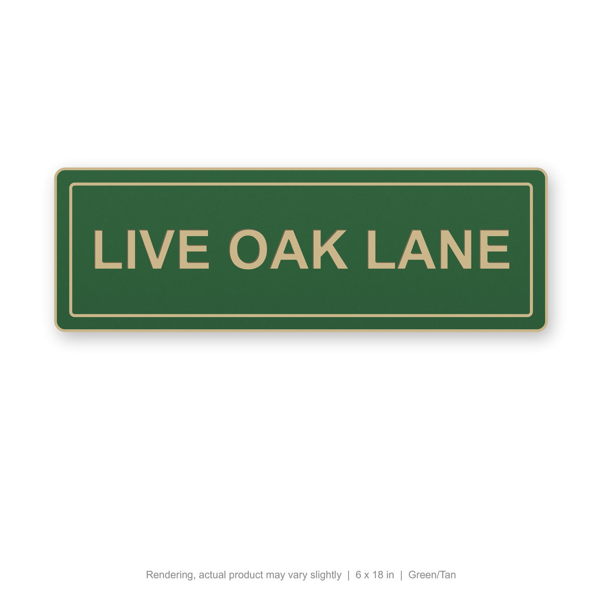 Routed Slim Sign, 6 x 18 in, Green/Tan (rendering)