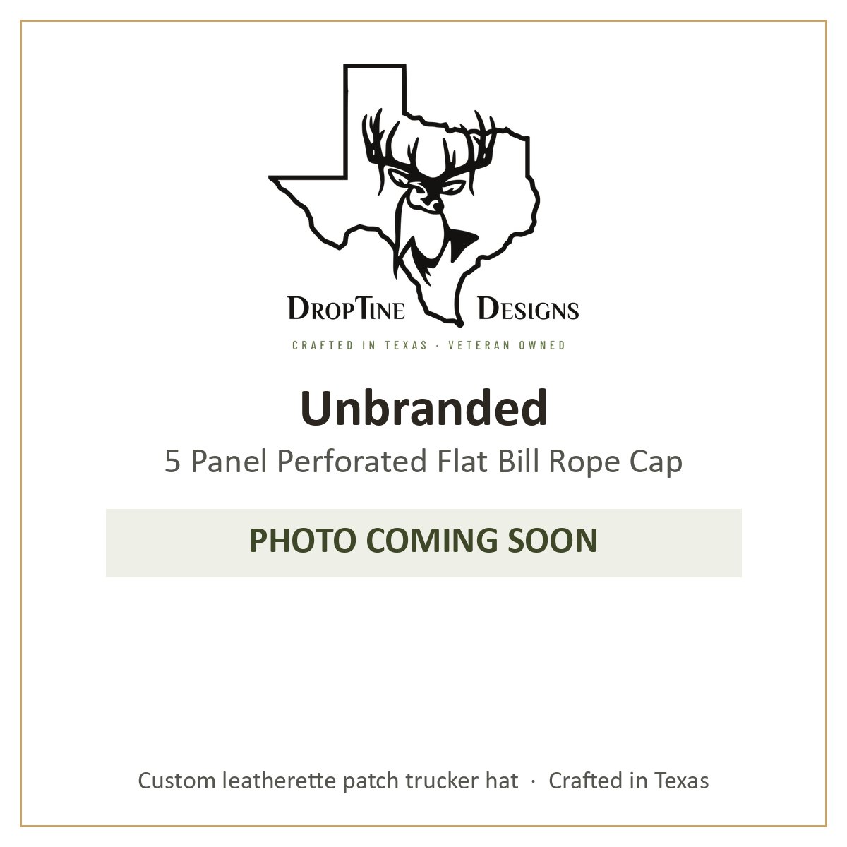 Photo coming soon: Unbranded 5 Panel Perforated Flat Bill Rope Cap