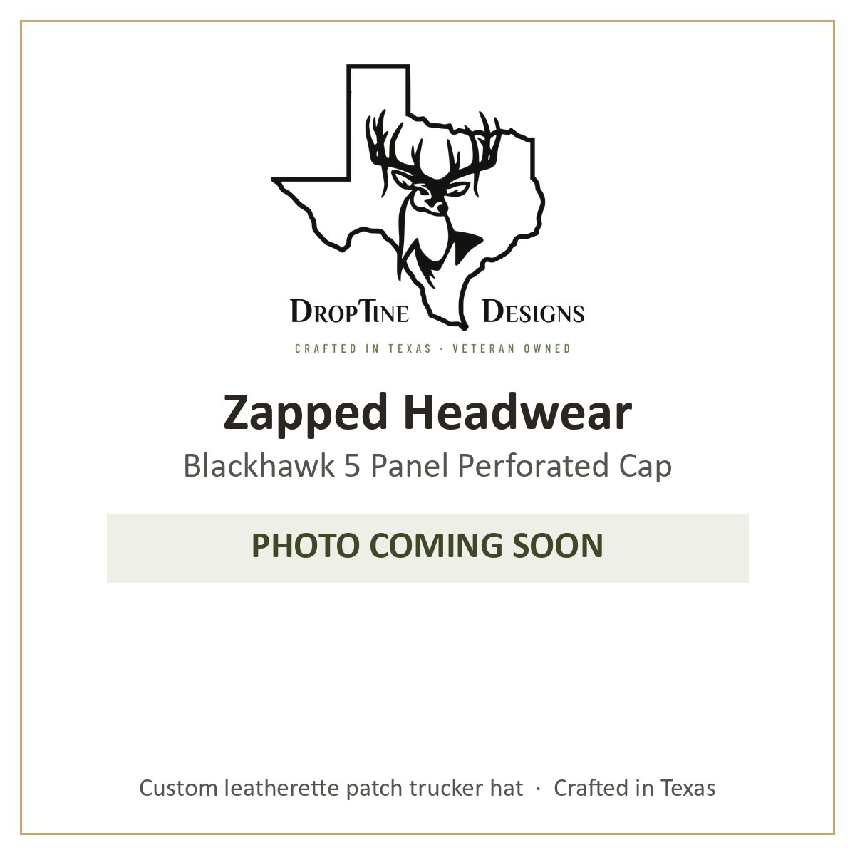 Photo coming soon: Zapped Headwear Blackhawk 5 Panel Perforated Cap