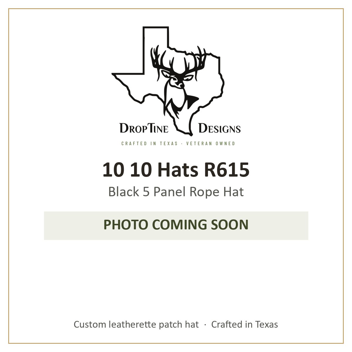 Photo coming soon: 10 10 Hats R615 Black 5 Panel Rope Hat