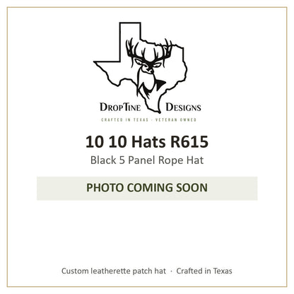 Photo coming soon: 10 10 Hats R615 Black 5 Panel Rope Hat