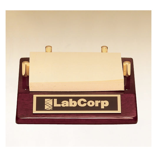 Engraved Rosewood Piano Finish Sticky Note Holder with Black Plate