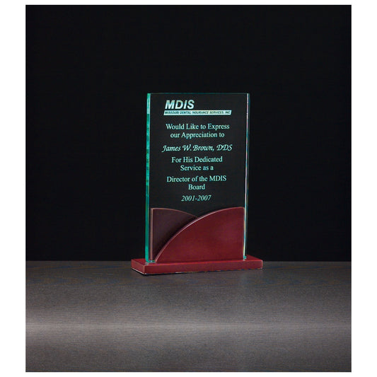 Engraved Premium Series Jade Acrylic on Mahogany Finish Base