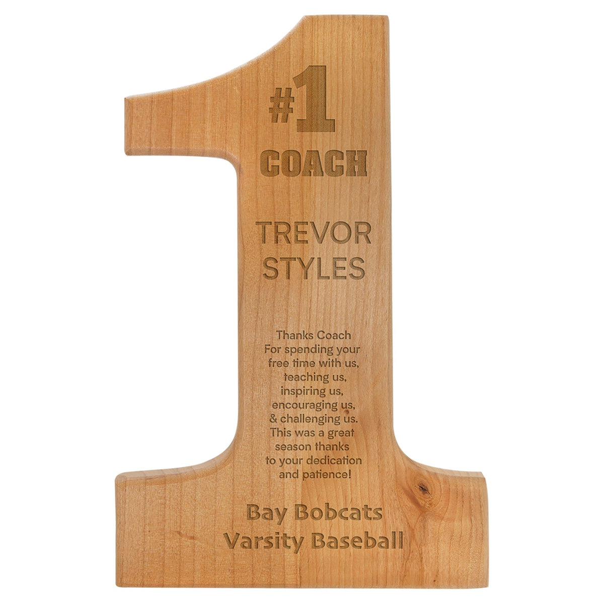 Engraved Alder #1 Plaque