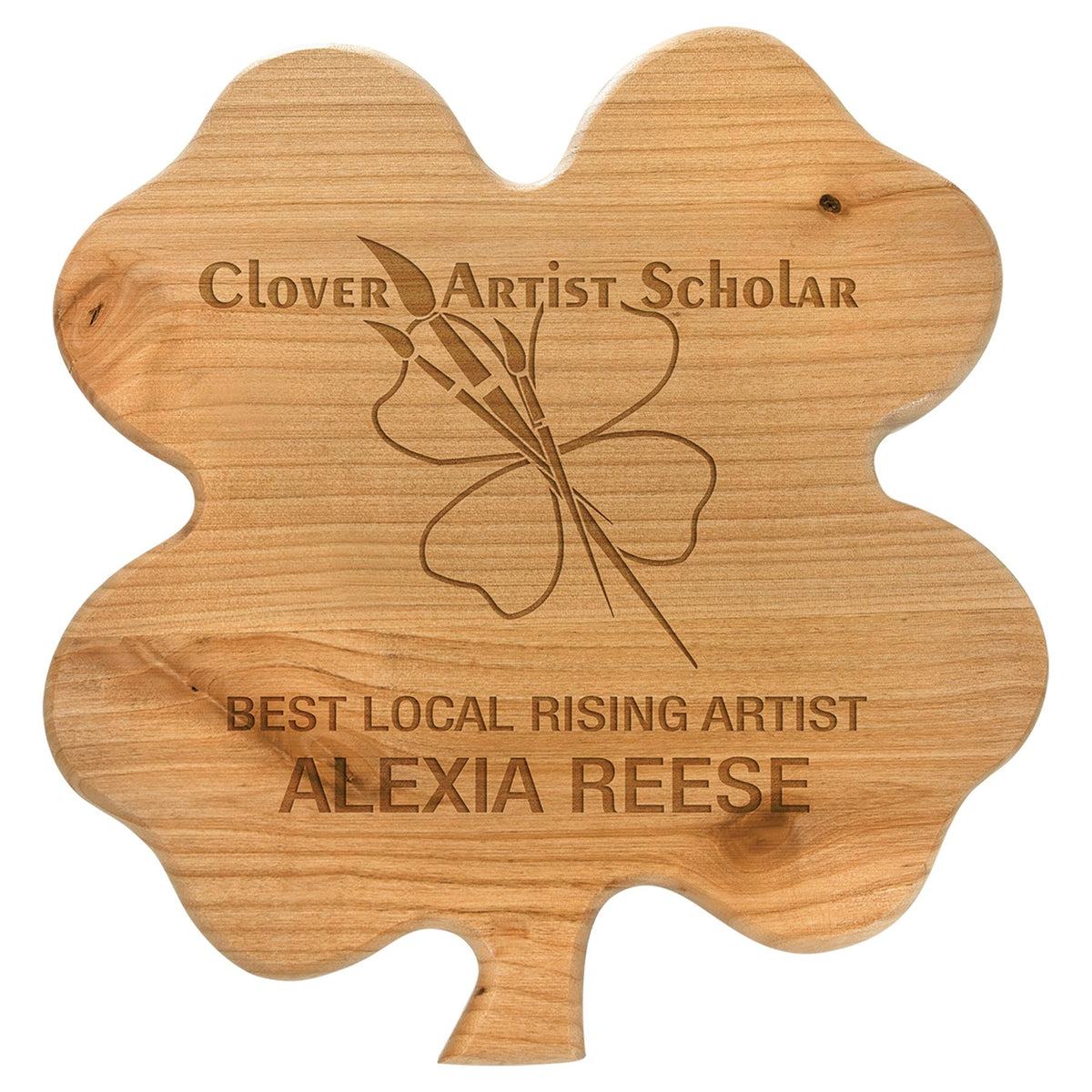 Engraved Alder Clover Plaque