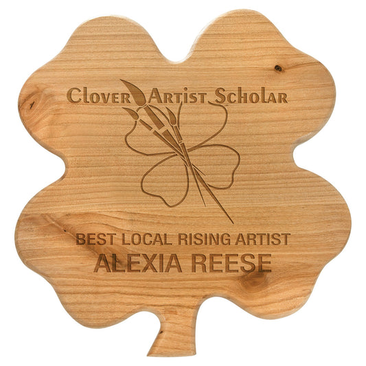 Engraved Alder Clover Plaque