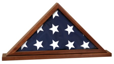 Engraved Genuine Walnut Flag Display Case with Base Attached - 25 1/2 x 12 3/4 in