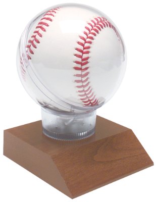 Engraved Pre-Assembled All Star Baseball Holder on Cherry Finish Base