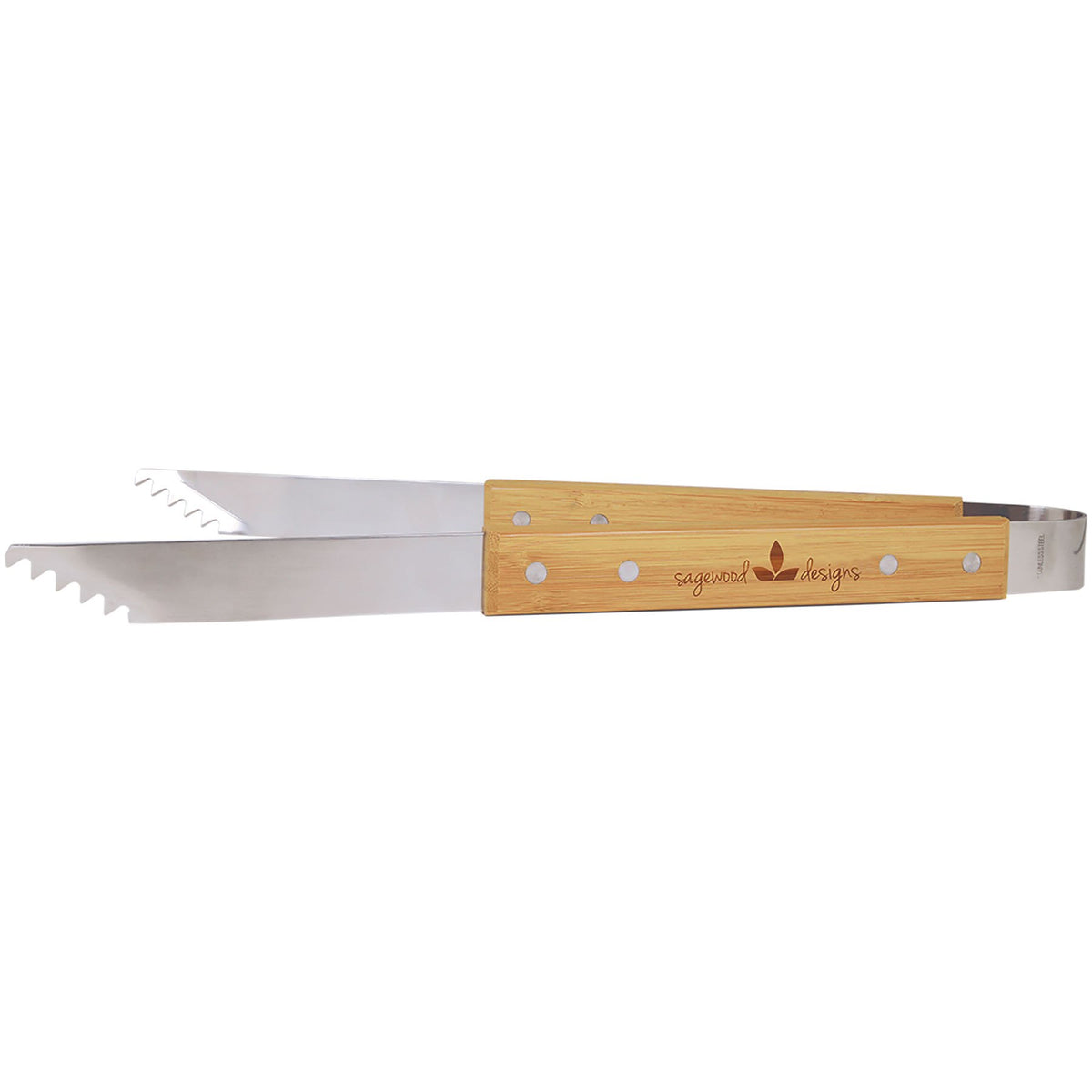Engraved Bamboo BBQ Tongs