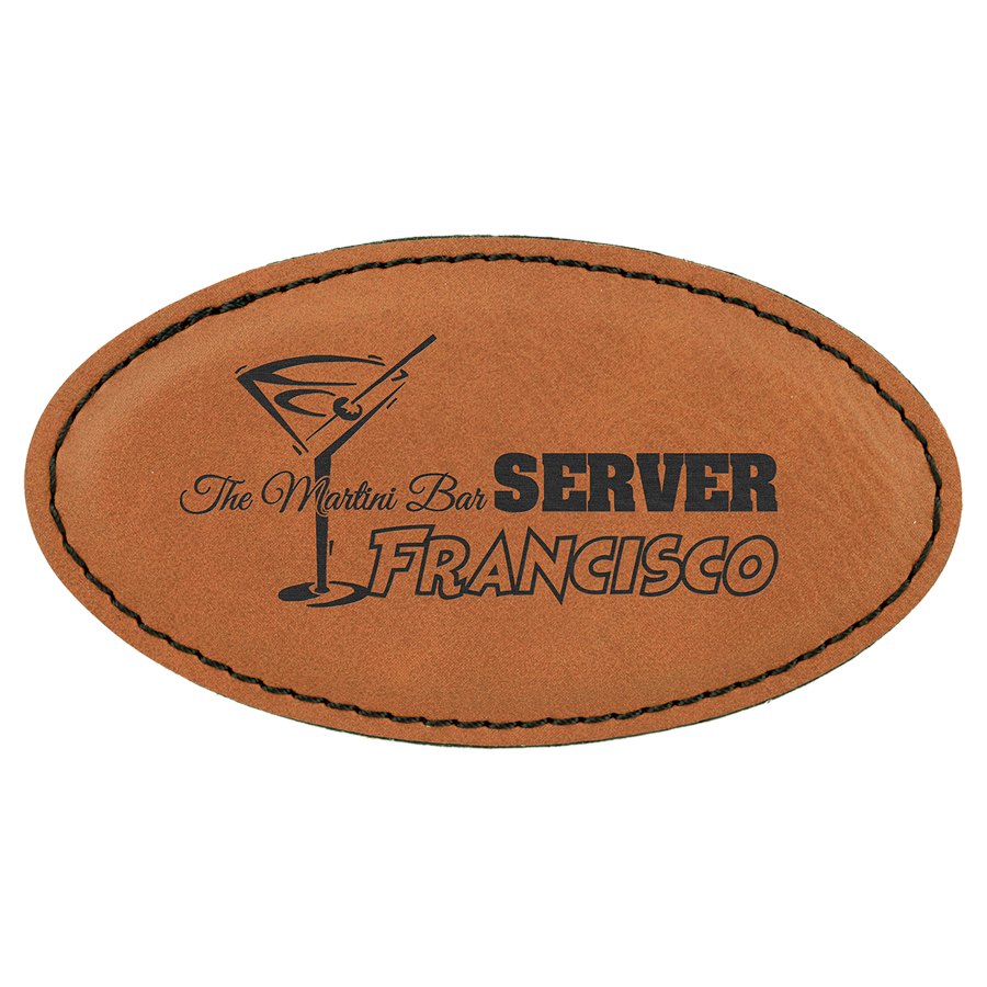 Engraved Leatherette Oval Badge with Magnet - Rawhide