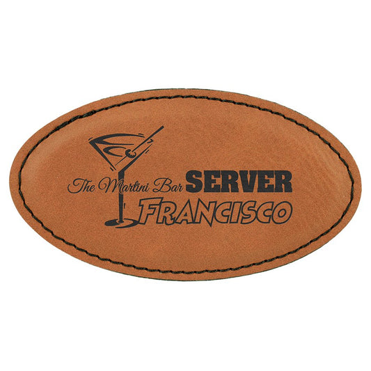 Engraved Leatherette Oval Badge with Magnet - Rawhide