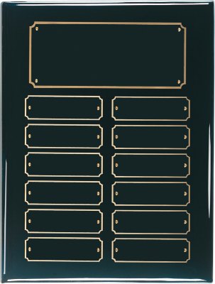 Engraved Piano Finish Perpetual Plaque - Black / 9 x 12 in (12 plates)