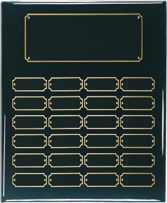 Engraved Piano Finish Perpetual Plaque - Black / 12 x 15 in (24 plates)