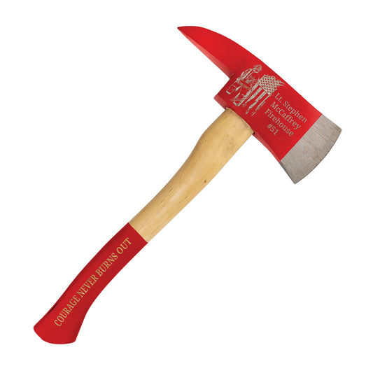 Engraved Bison River Fireman Axe with Blade Guard - Short (17 1/2 in)