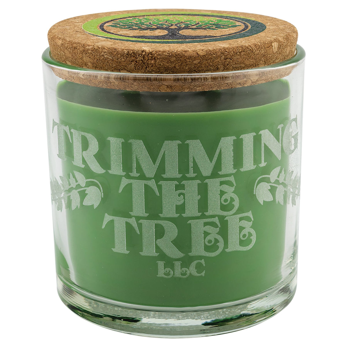 Engraved Candle in a Glass Holder with Cork Lid - Trim the Tree
