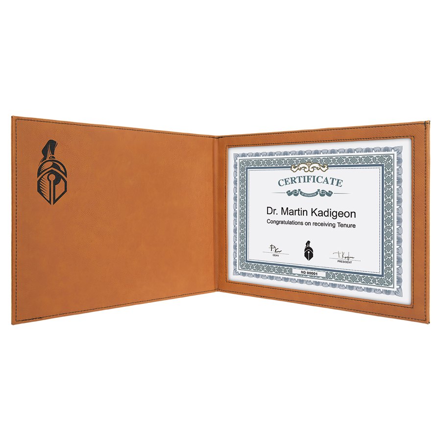 Engraved Leatherette Certificate Holder - Rawhide
