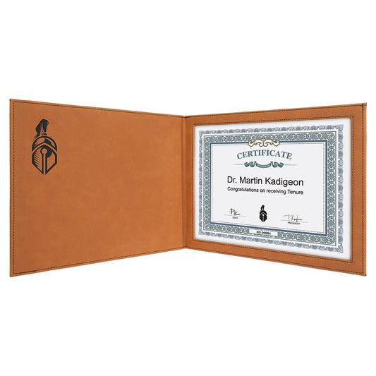 Engraved Leatherette Certificate Holder - Rawhide