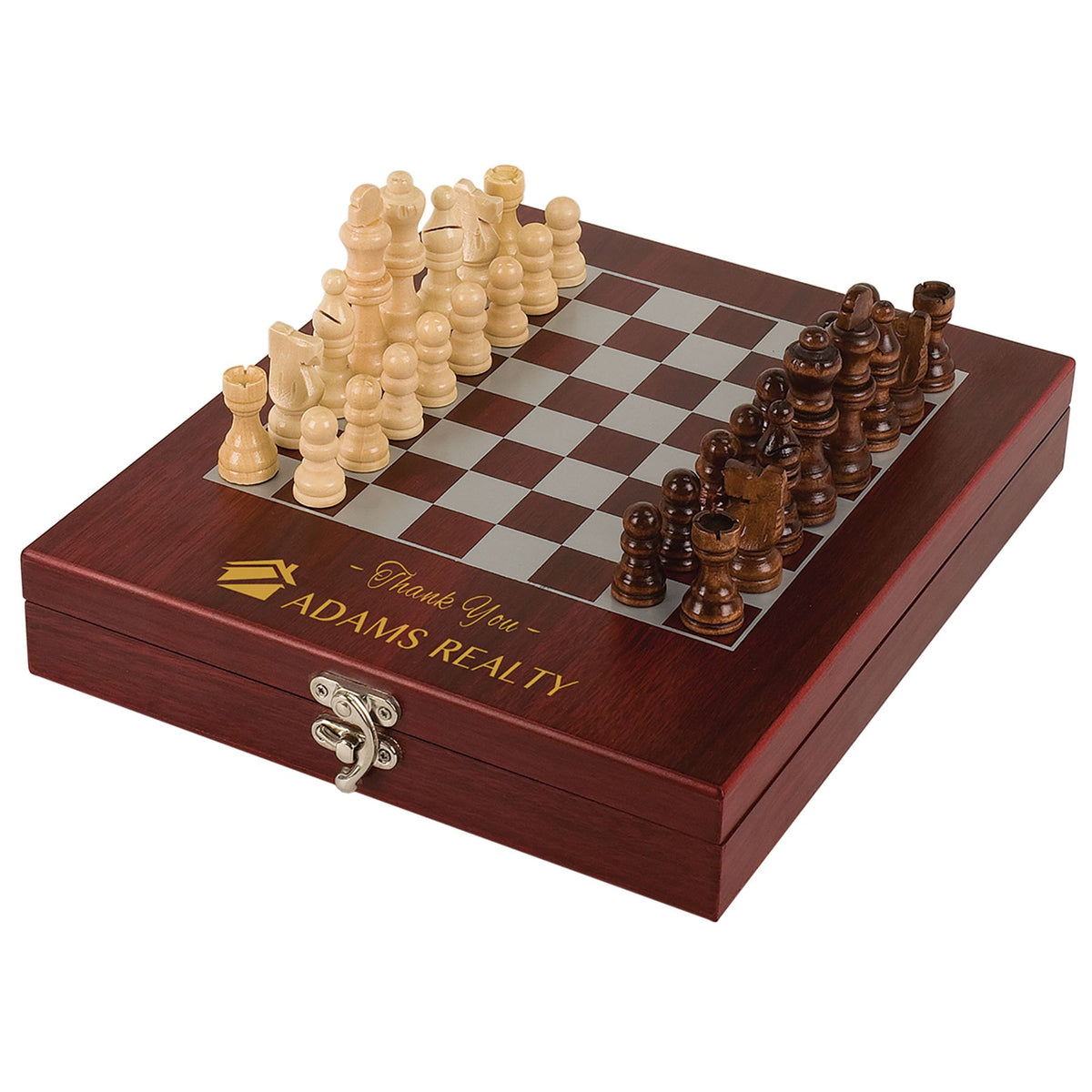 Engraved Rosewood Finish Chess Set