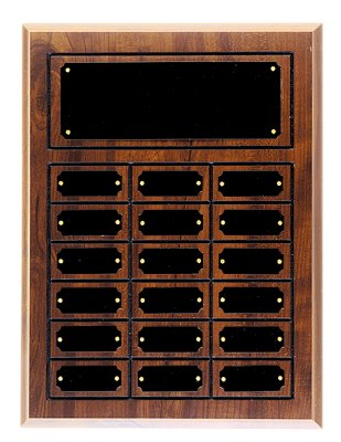 Engraved Cherry Finish Perpetual Plaque - 11 3/4 x 15 3/4 in (18 plates)