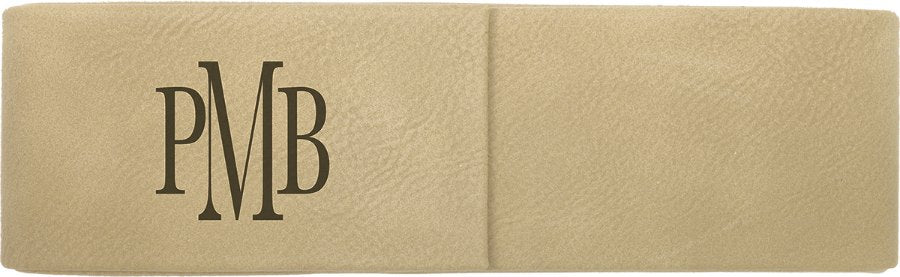 Engraved Leatherette Double Pen Case - Light Brown