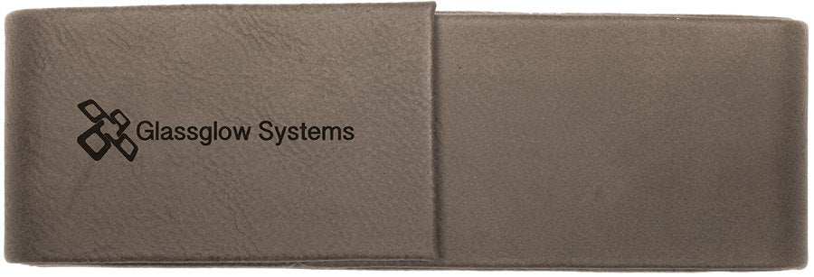 Engraved Leatherette Double Pen Case - Gray