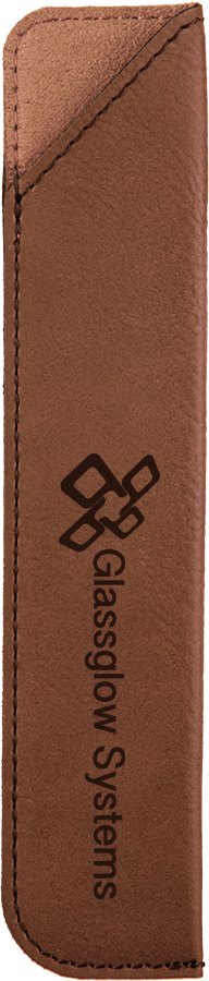Engraved Leatherette Pen Sleeve - Dark Brown