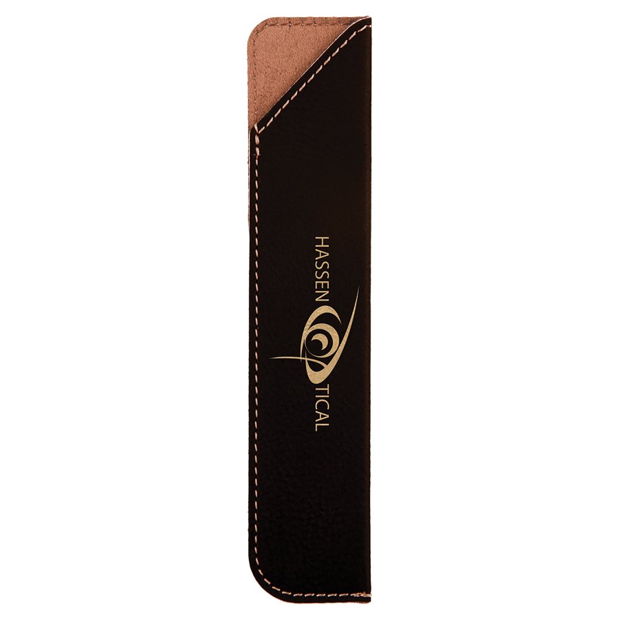 Engraved Leatherette Pen Sleeve - Black/Gold