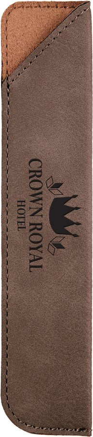 Engraved Leatherette Pen Sleeve - Gray
