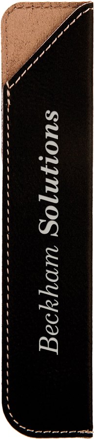 Engraved Leatherette Pen Sleeve - Black/Silver
