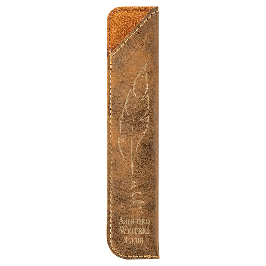 Engraved Leatherette Pen Sleeve - Rustic/Gold