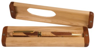 Engraved Maple and Rosewood Finish Pen Case