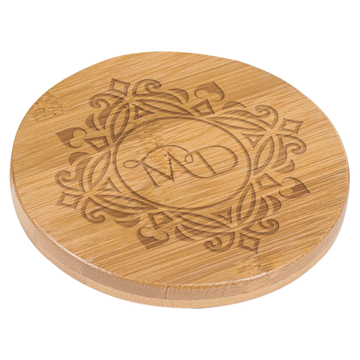 Engraved Round Bamboo Coaster