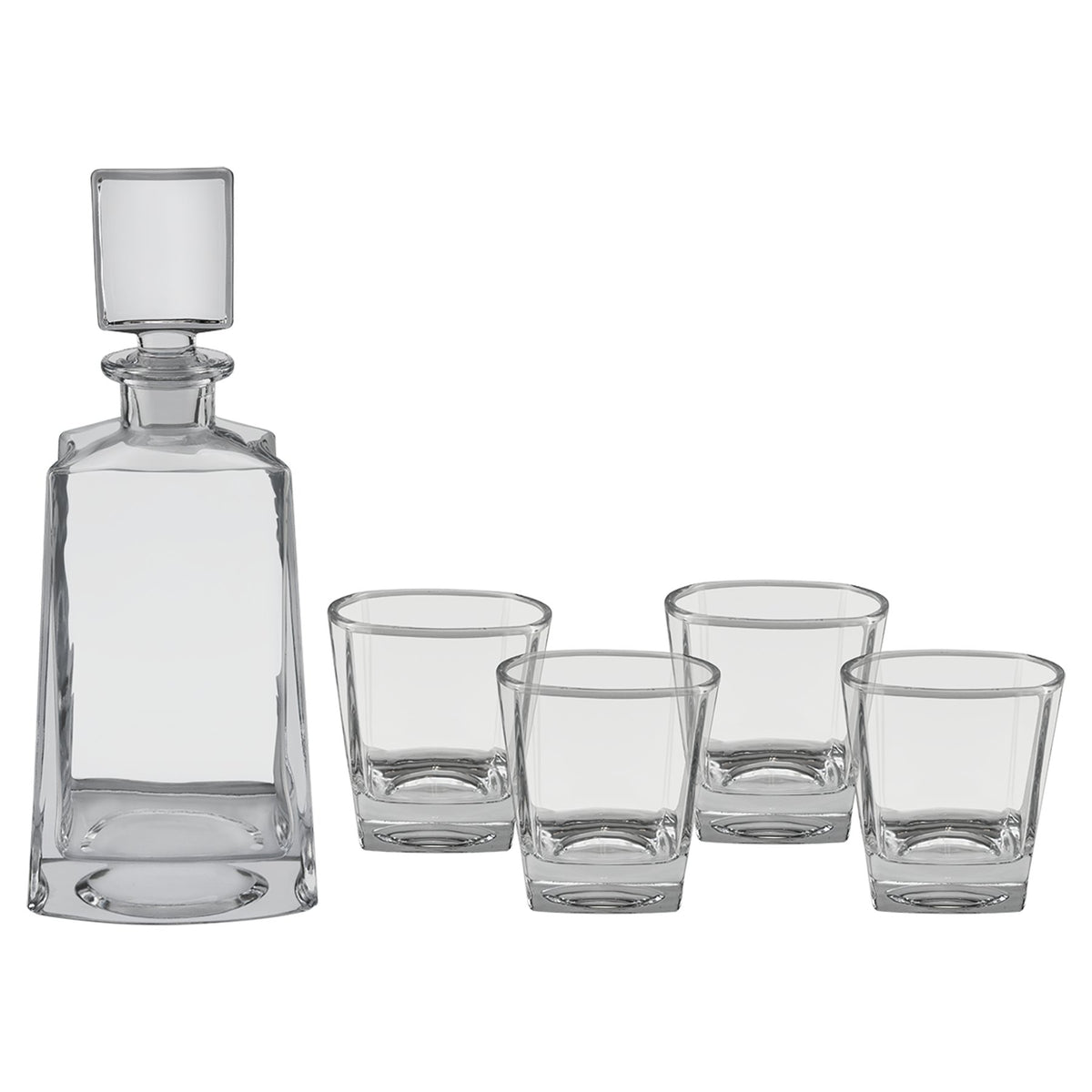 Engraved Polar Camel Glass Decanter Set with Four Glasses in Gift Box - Tequila (750 mL decanter, 8 oz glasses)