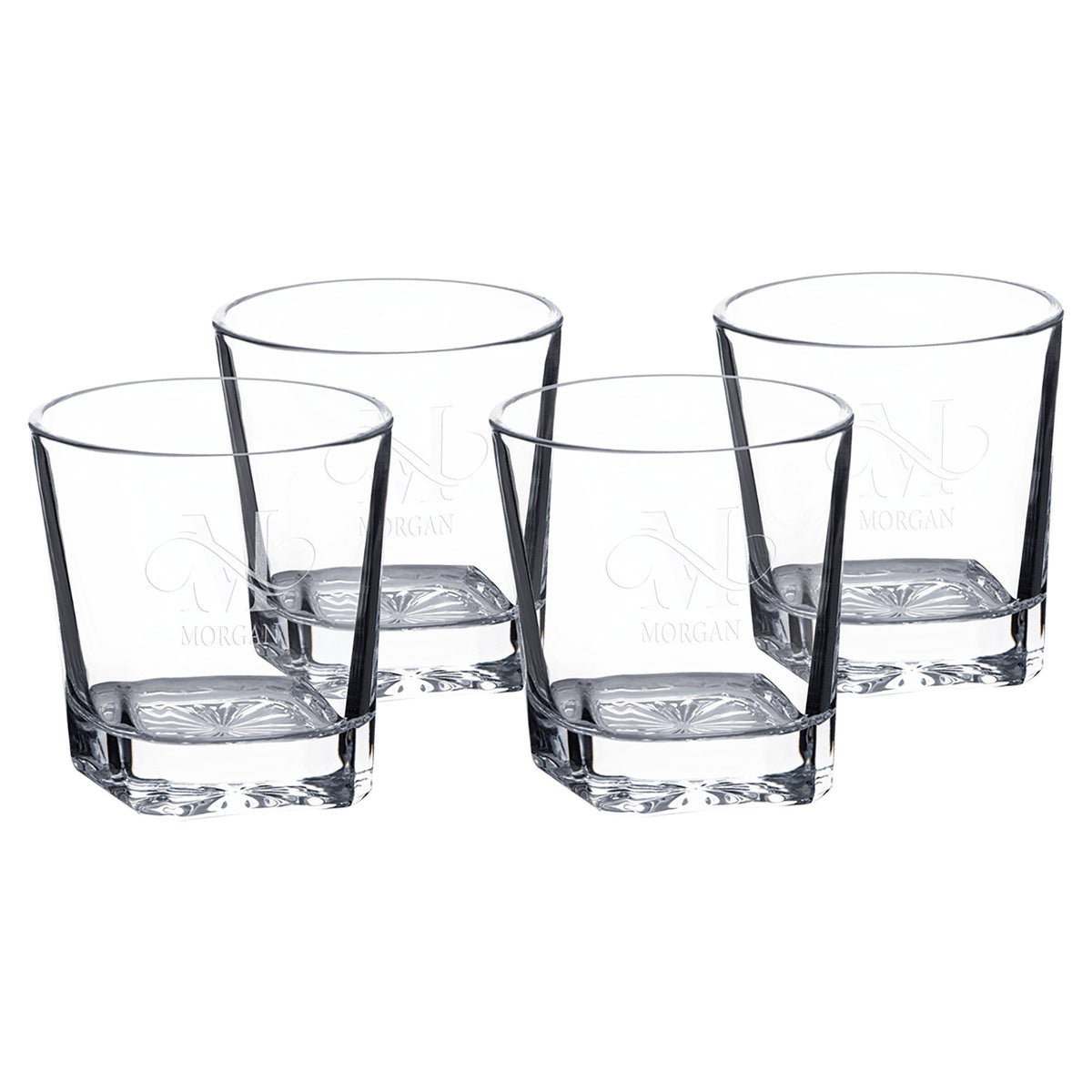 Engraved Polar Camel Set of Four Rocks Glasses in Gift Box - Square (11 oz)