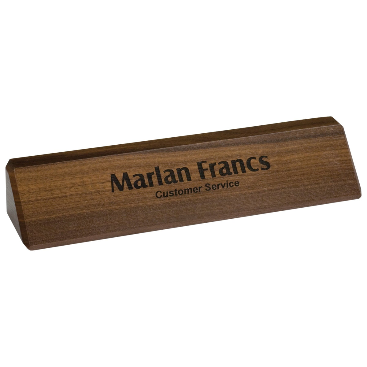 Engraved Genuine Walnut Desk Wedge - 10 1/2 in