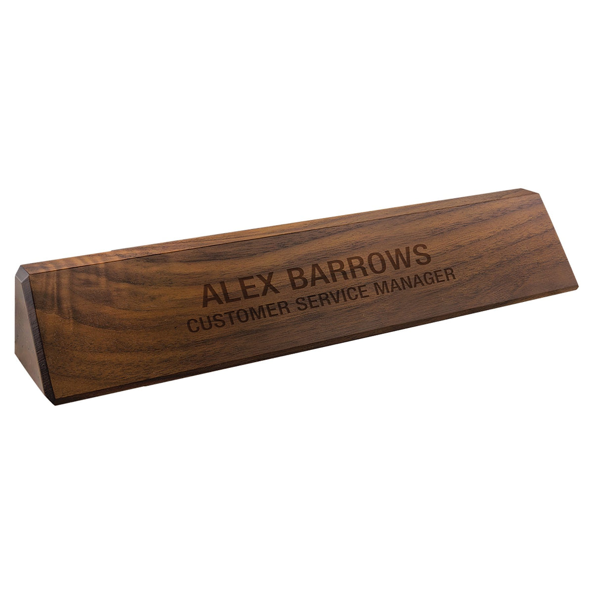 Engraved Genuine Walnut Desk Wedge - 12 1/2 in