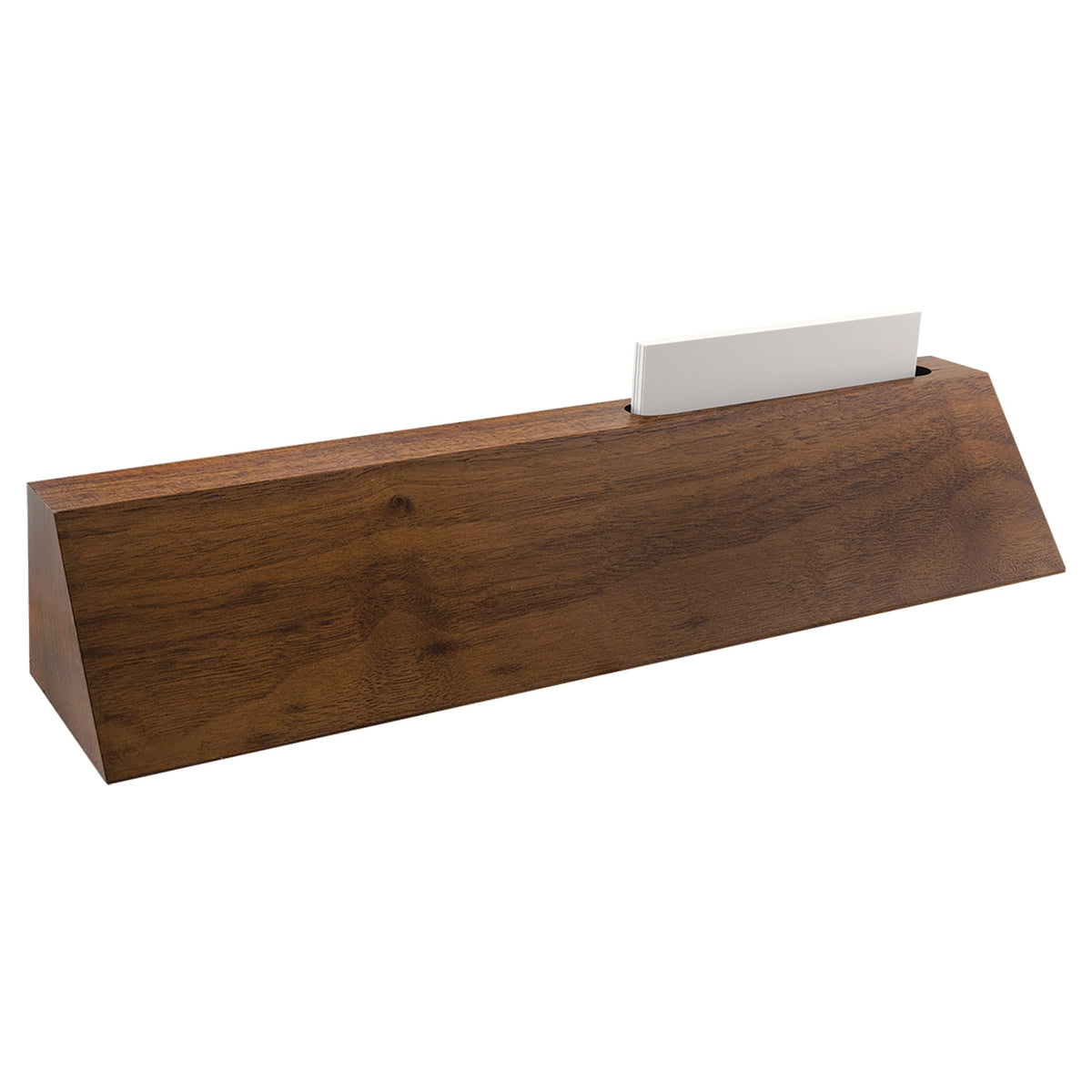 Engraved Genuine Walnut Desk Wedge with Business Card Holder
