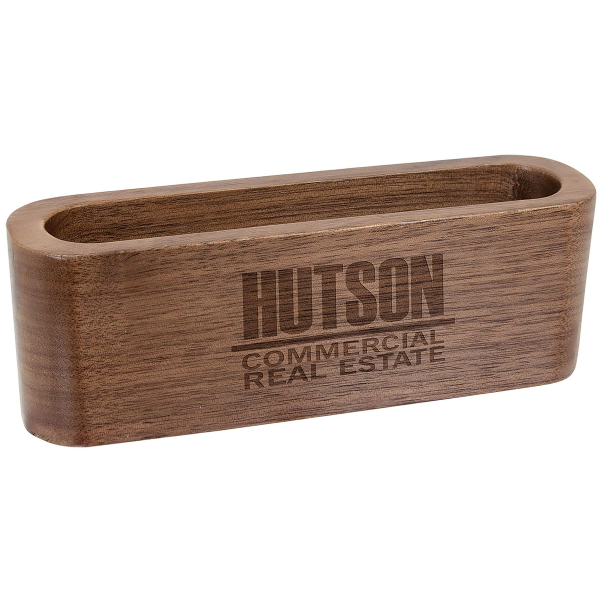 Engraved Walnut Wood Business Card Holder