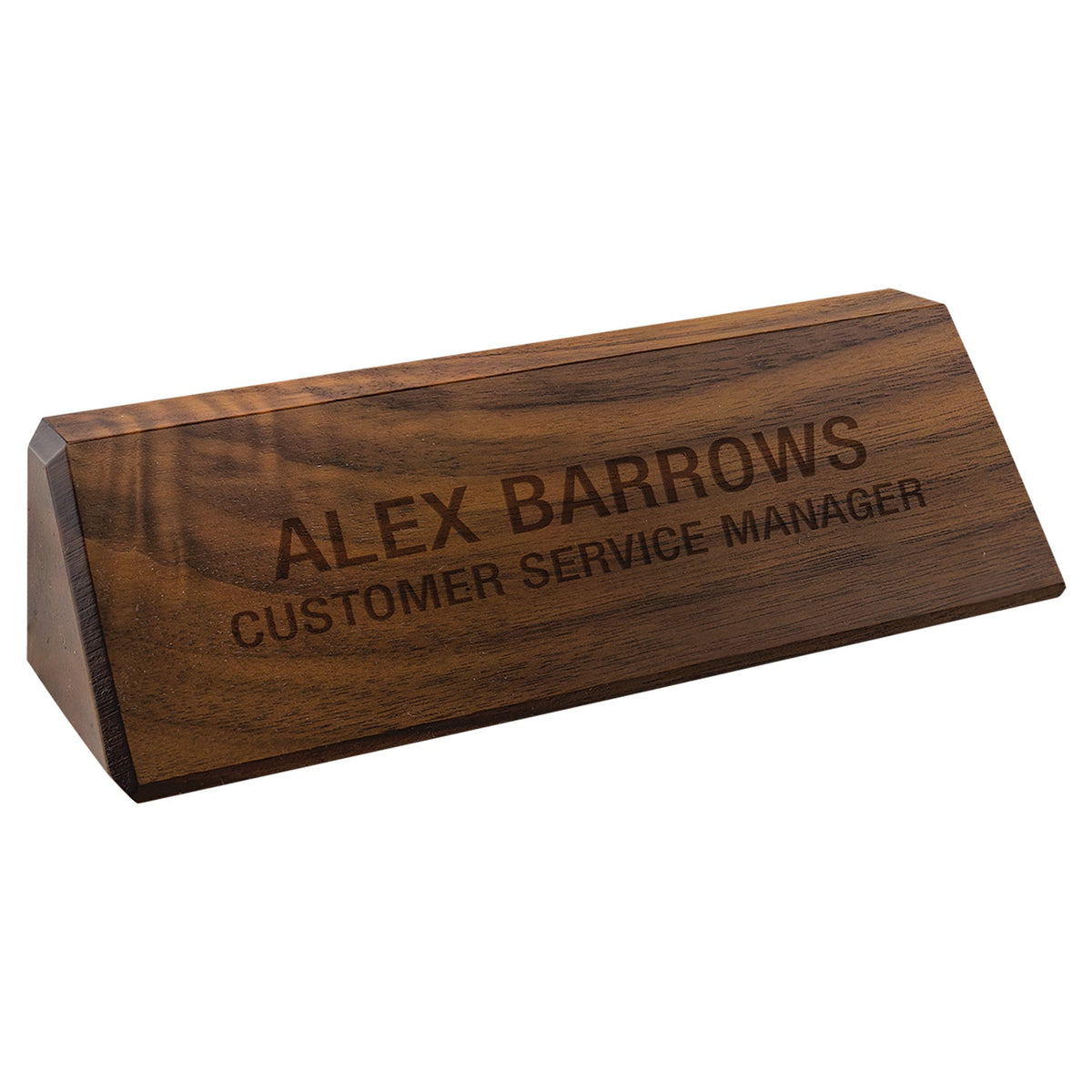 Engraved Genuine Walnut Desk Wedge - 8 1/2 in