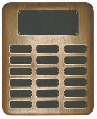 Engraved Genuine Walnut Elliptical Edge Perpetual Plaque - 10 1/2 x 13 in (18 plates)